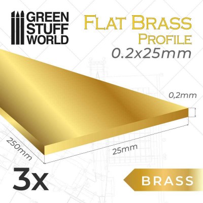 BRASS PROFILE BRASS 0.2 x 25mm - LENGTH : 25cm - 3 pcs  - GREEN STUFF 11135